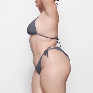 SKIMS Recycled Swim Tie Bikini Bottoms Gunmetal‎ 4X NWT